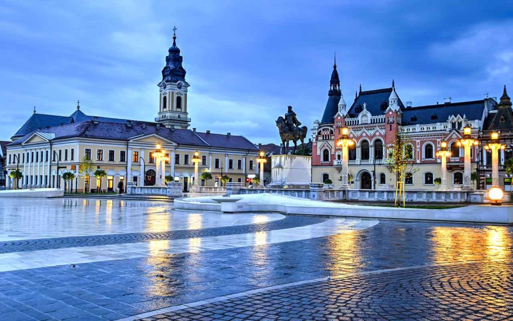 Unieplein (Piata Unirii) in Oradea, Roemenië