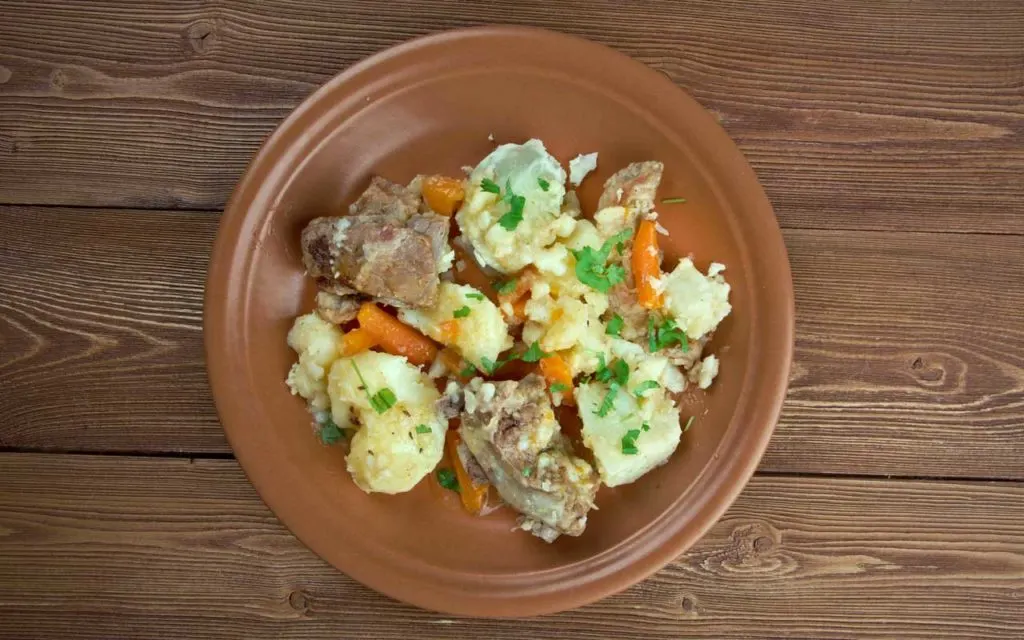 Welsh stew on a brown plate