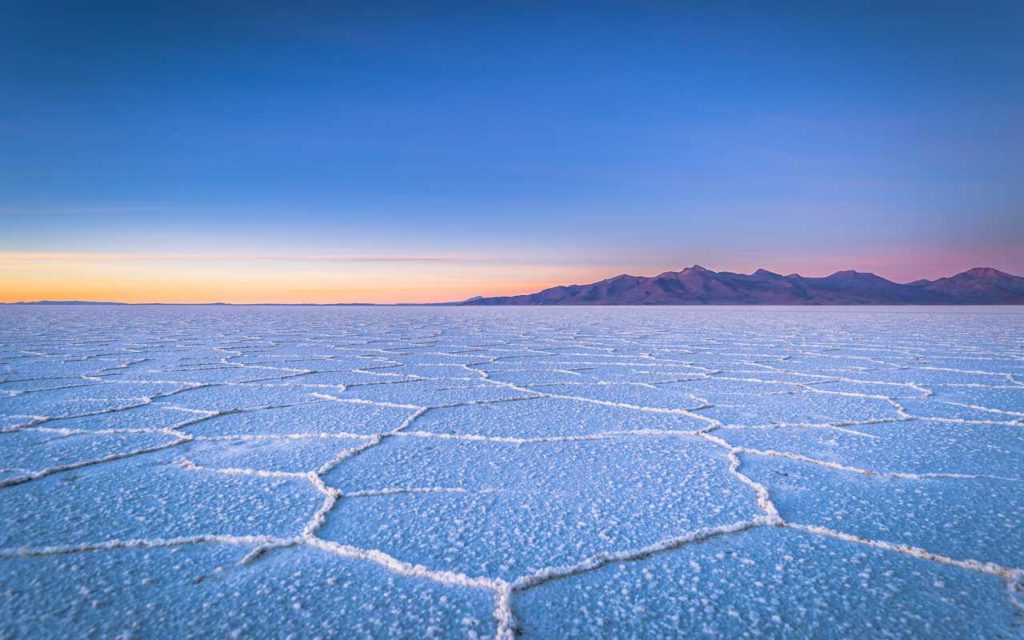 Uyuni Salt Flats at sunrise, Bolivia
