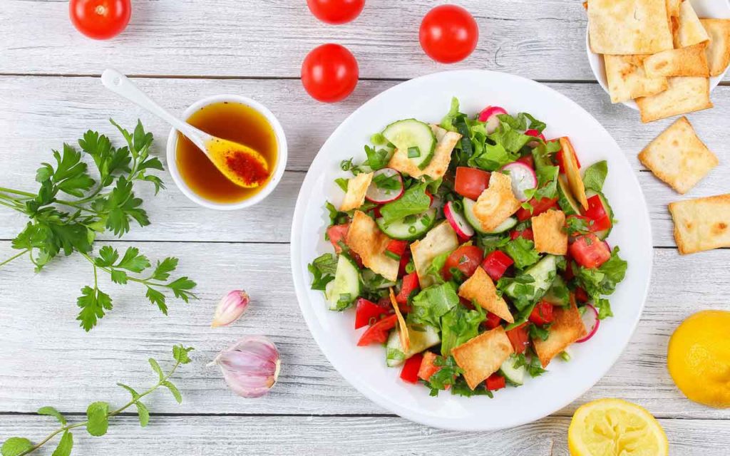 Mediterranean food: fattoush salad