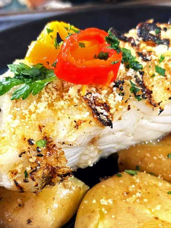 Bacalhau (cod) with potatoes and olives