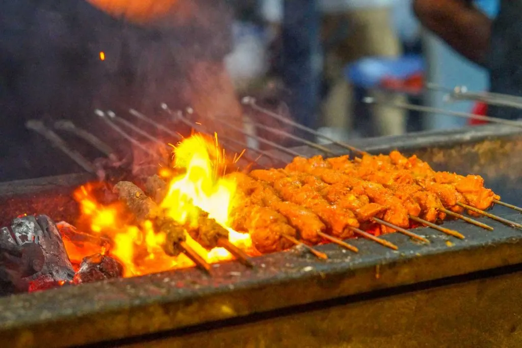 Bangladeshi Food: Sheek Kebab with Naan (Kebab with Flatbread)