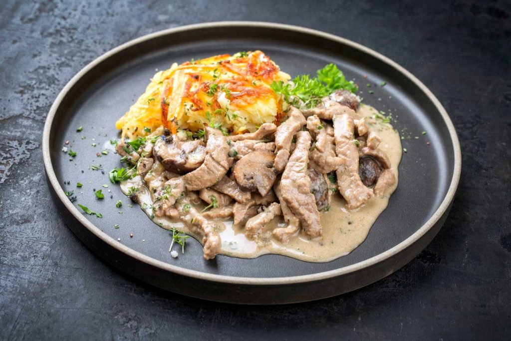Veal Dish with Rösti (grated potatoes).
