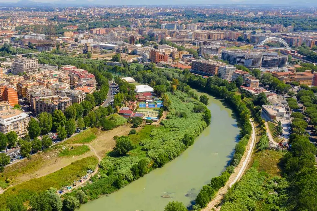 Aerial view of Gazometro Ostiense Rome