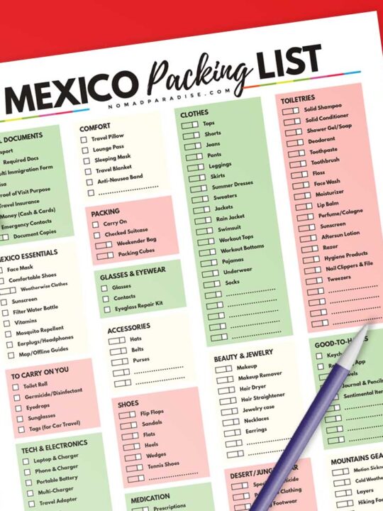 Mexico Packing List