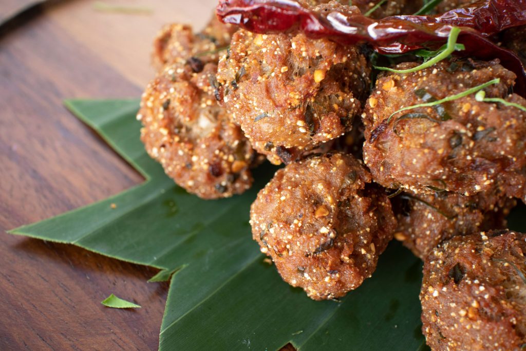 Fried pork meatballs.