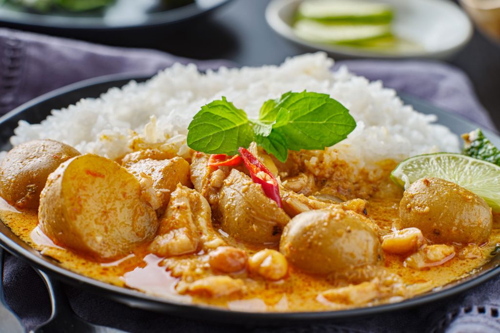 Massaman curry with rice.