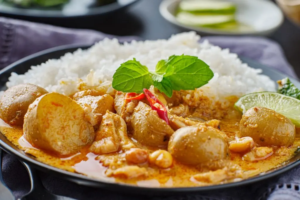 Massaman curry with rice.