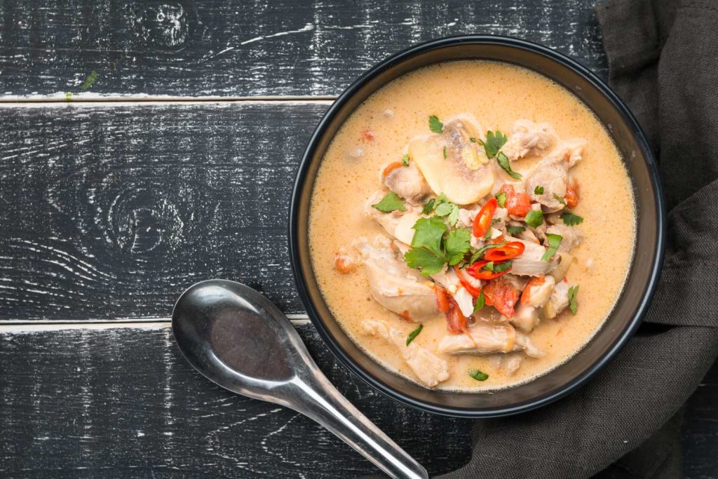 Thai chicken soup with galangal.