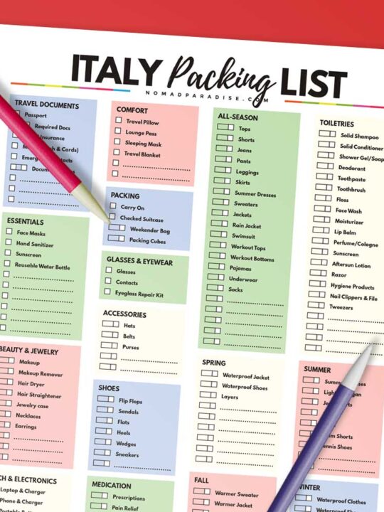 italy packing list