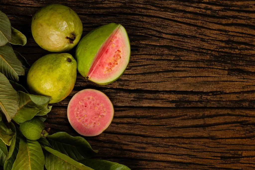Fresh guavas sliced.