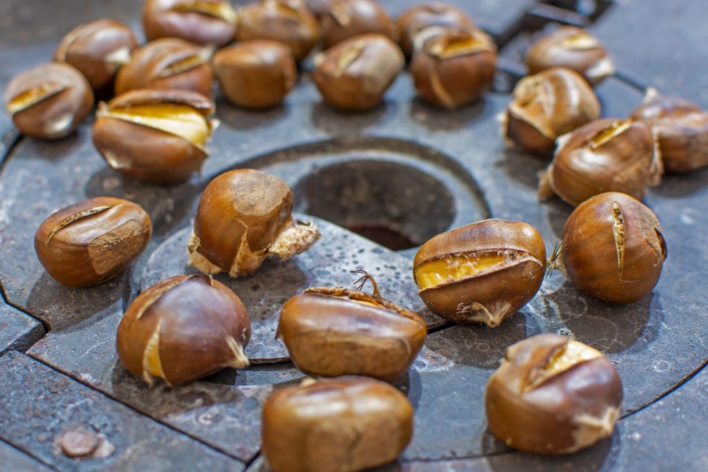 Roasting chestnuts.