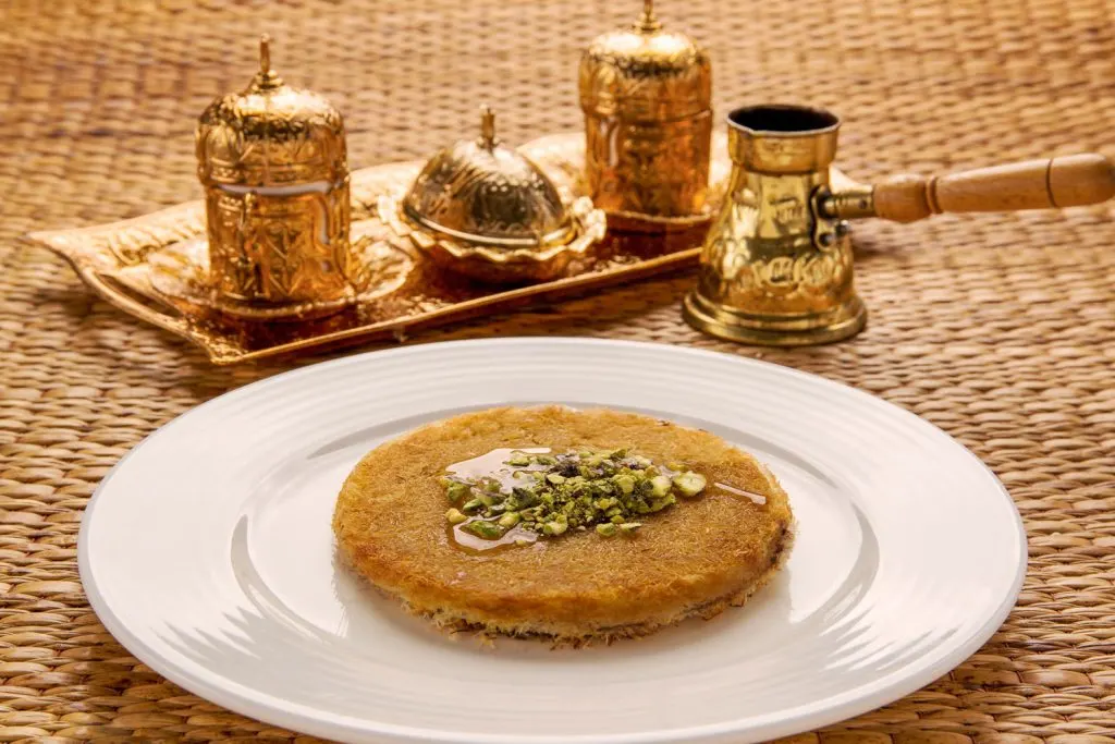 Kanafeh with pistachios.