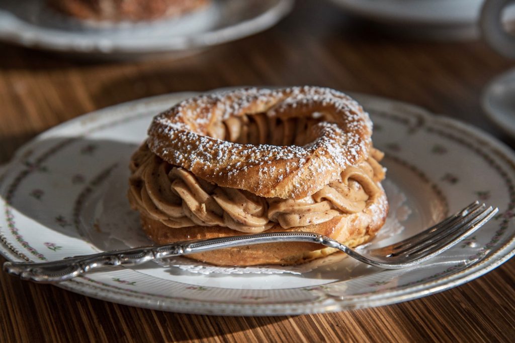 Paris-Brest (Round Choux Pastry Filled with Praline Cream).