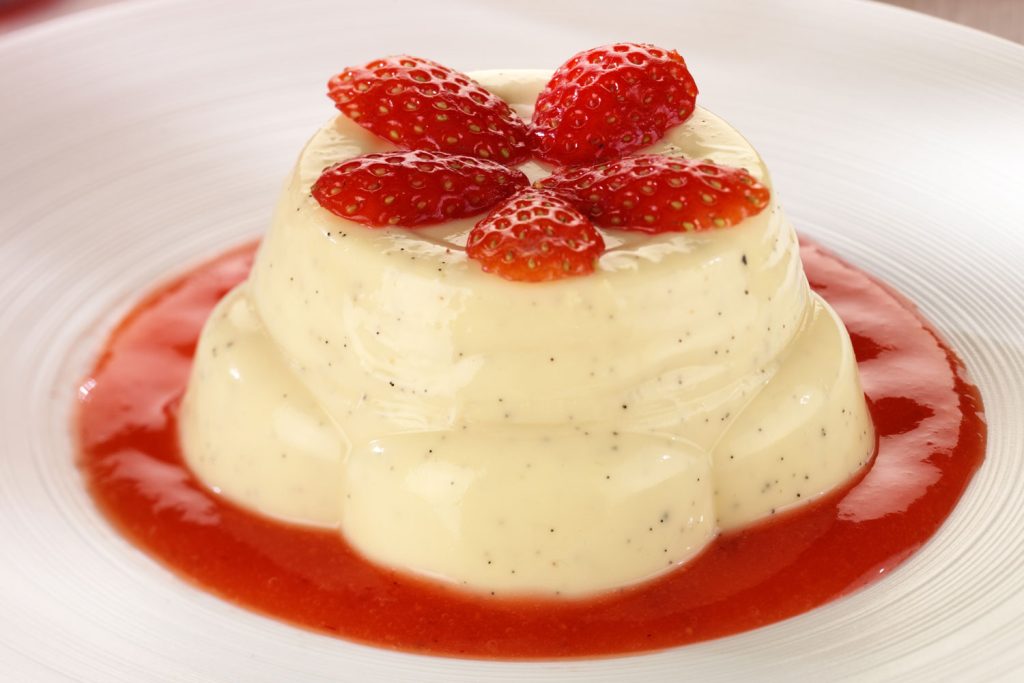 Bavarian Cream with Strawberries and Sauce.