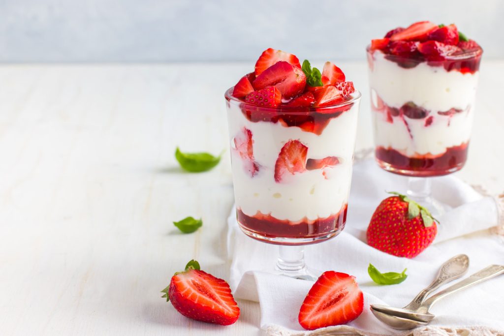 Fromage Frais Cream with Strawberries.