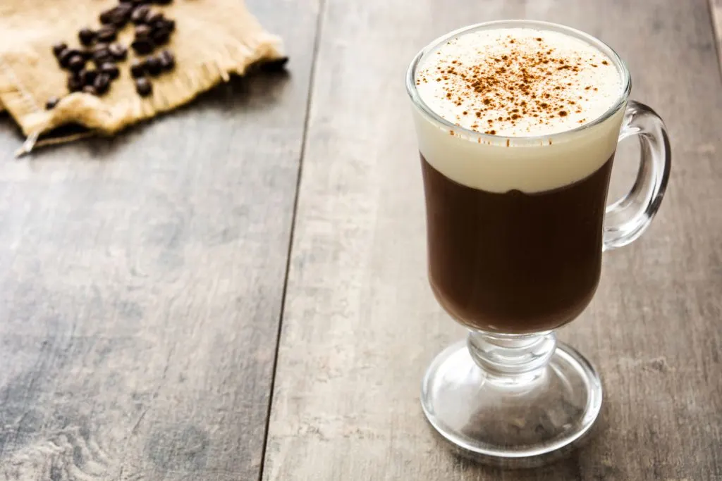 Irish Coffee in a glass.