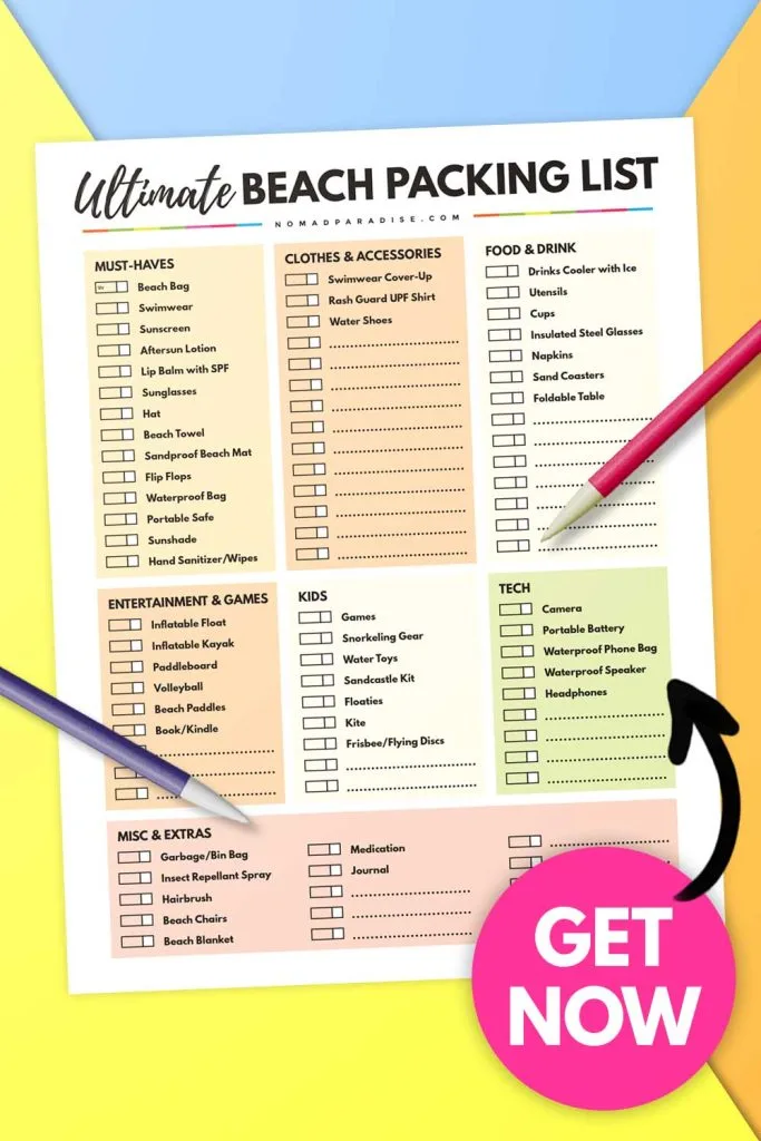 Ultimate Beach Packing List: 50+ Essentials For The Perfect Beach Day (image of the PDF list).
