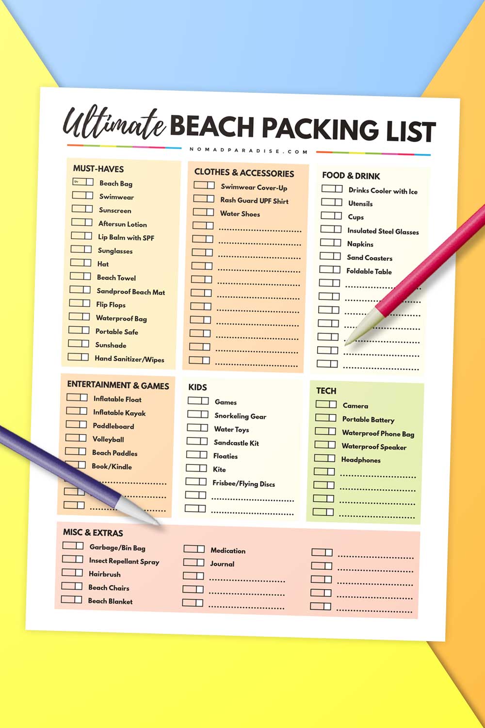 beach weekend trip packing list