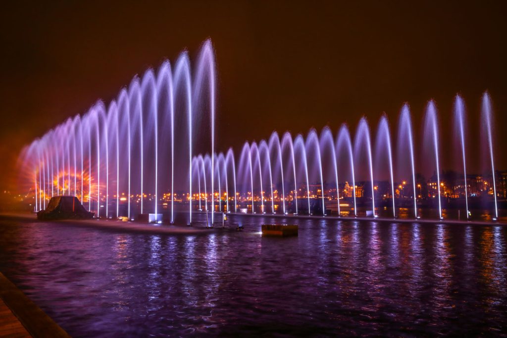 Amsterdam Light Festival fountains.