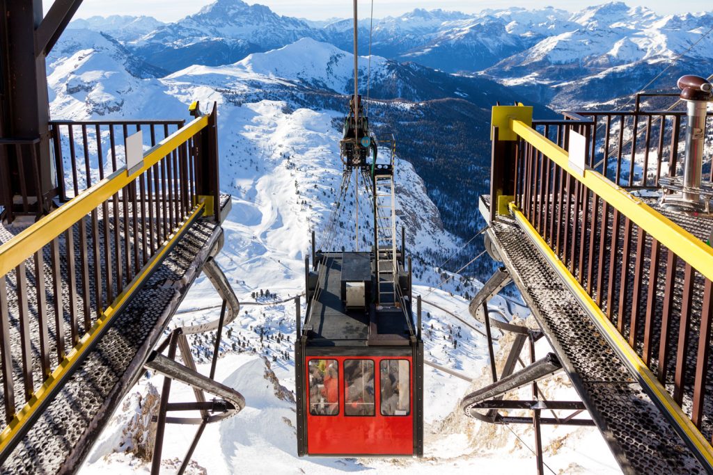 Cable car in the Dolomites.