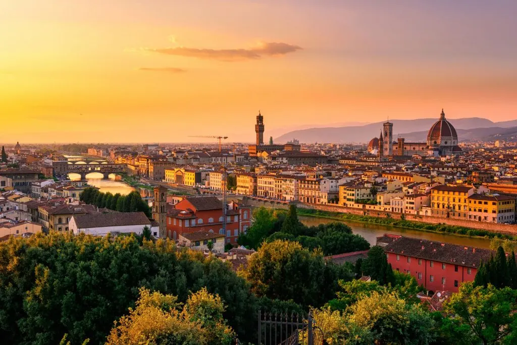Florence cityscape at sunset.