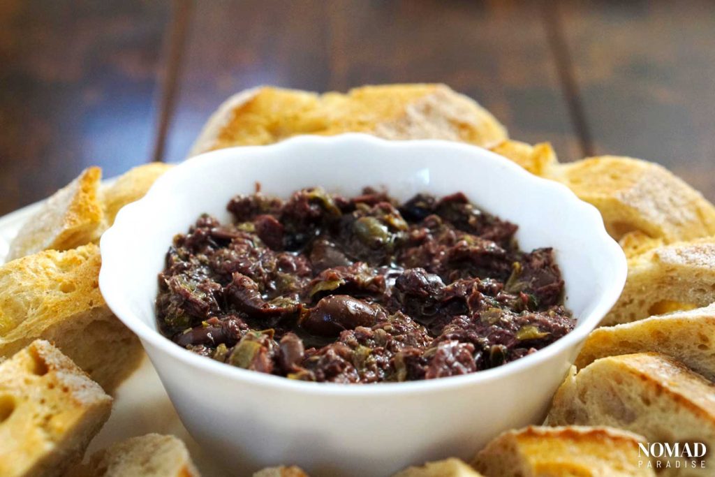 Tapenade and French bread