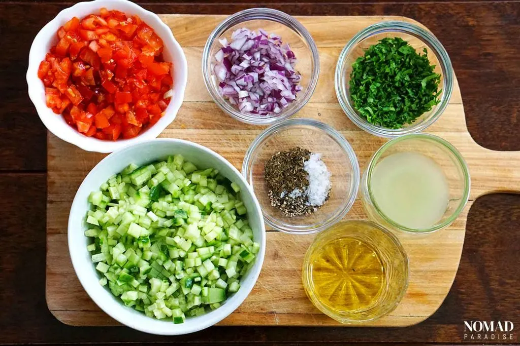 Shirazi Salad ingredients