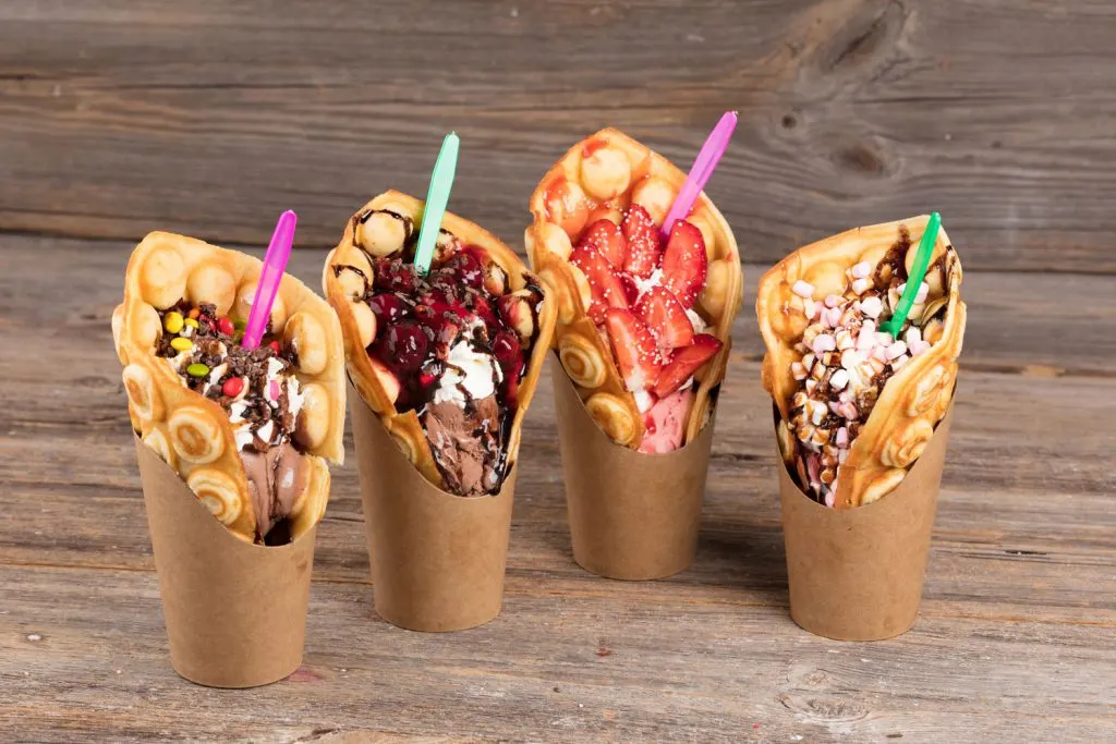 Bubble Waffles with various types of fillings