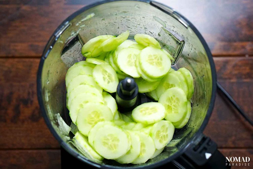 Mizeria (Polish Cucumber Salad) step-by-step (sliced cucumbers).