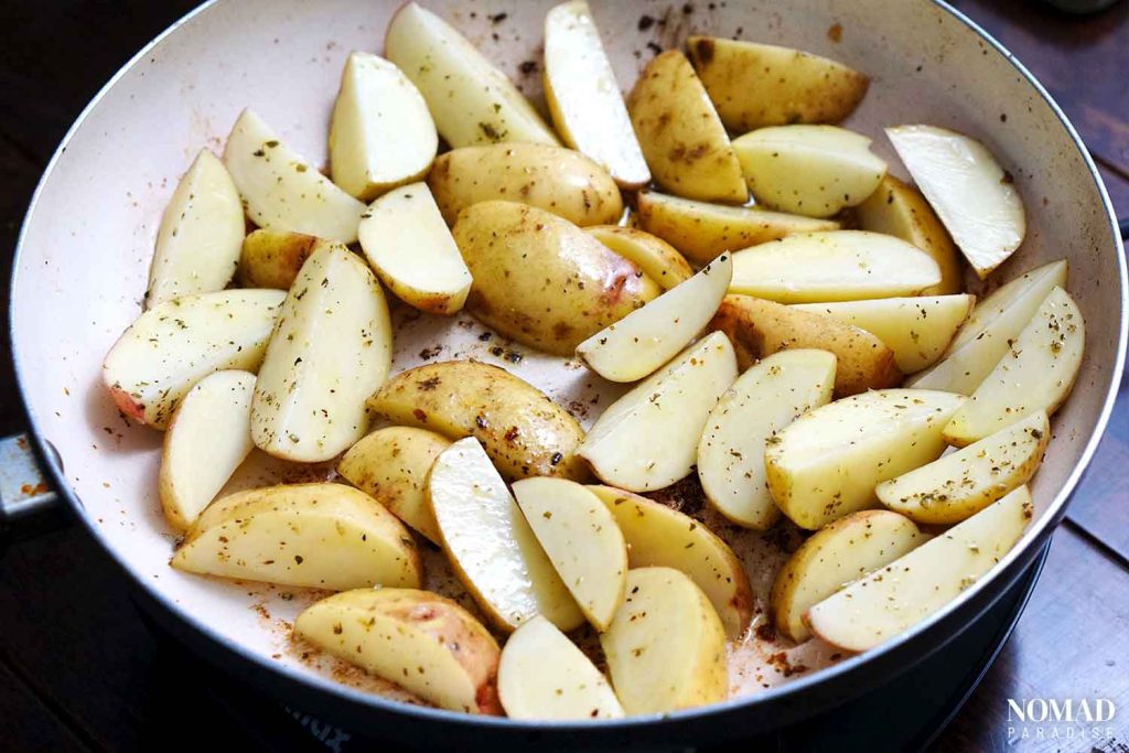 Chicken vesuvio step-by-step (frying the potatoes)