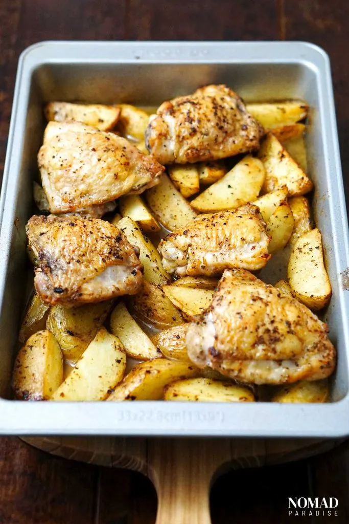 Chicken vesuvio step-by-step (cooked chicken and potatoes)