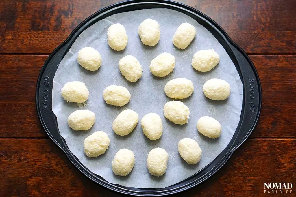 Irish potato candy step by step (shaping the candy).
