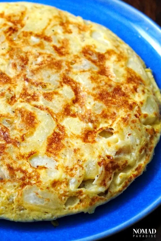 Tortilla Espanola (Spanish Tortilla or Spanish Omelette) on a plate.