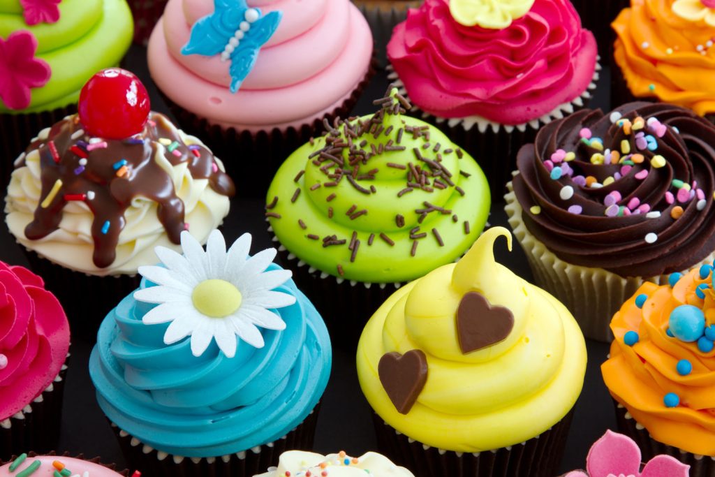 Various colorful cupcakes