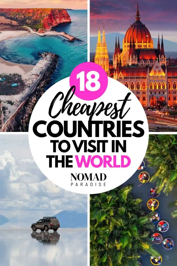 Cheapest countries to visit in the world (featuring four photos from the article) pin