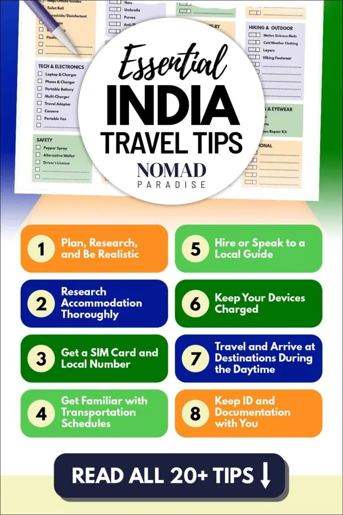 travel list for india