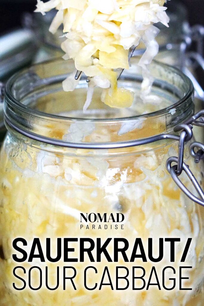 Sour cabbage (Sauerkraut) in a jar
