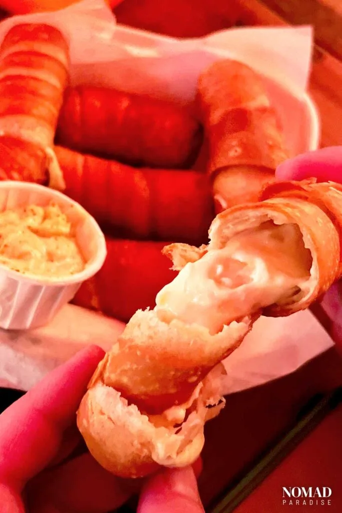 Tequenos (cheese rolls).