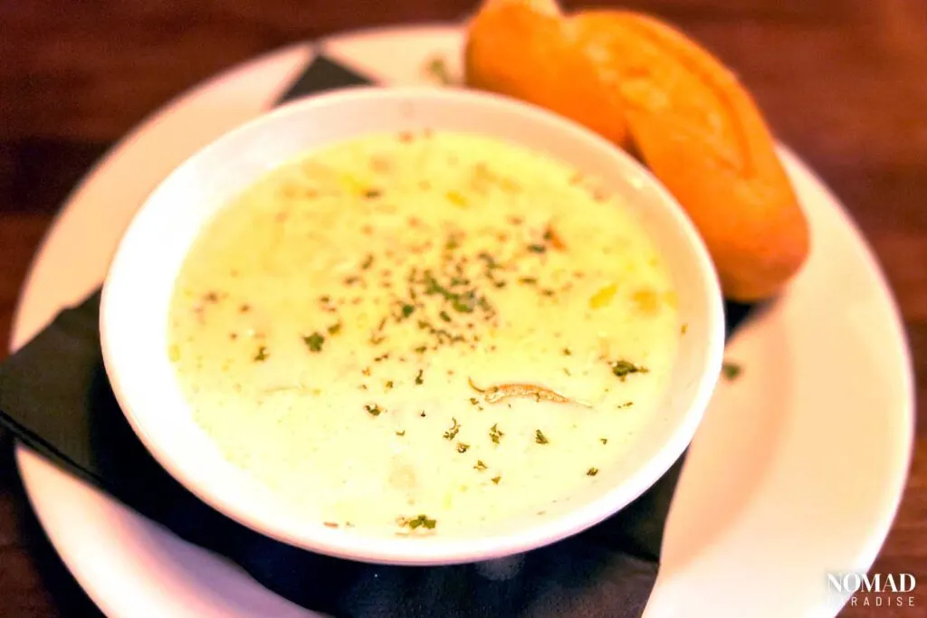 Cullen skink served with bread on the side