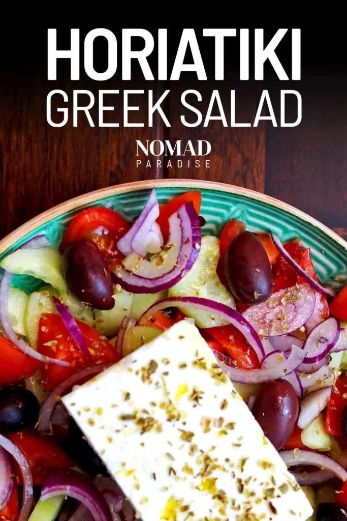 Horiatiki Greek Salad Recipe You Need to Try (pin featuring Greek Salad).