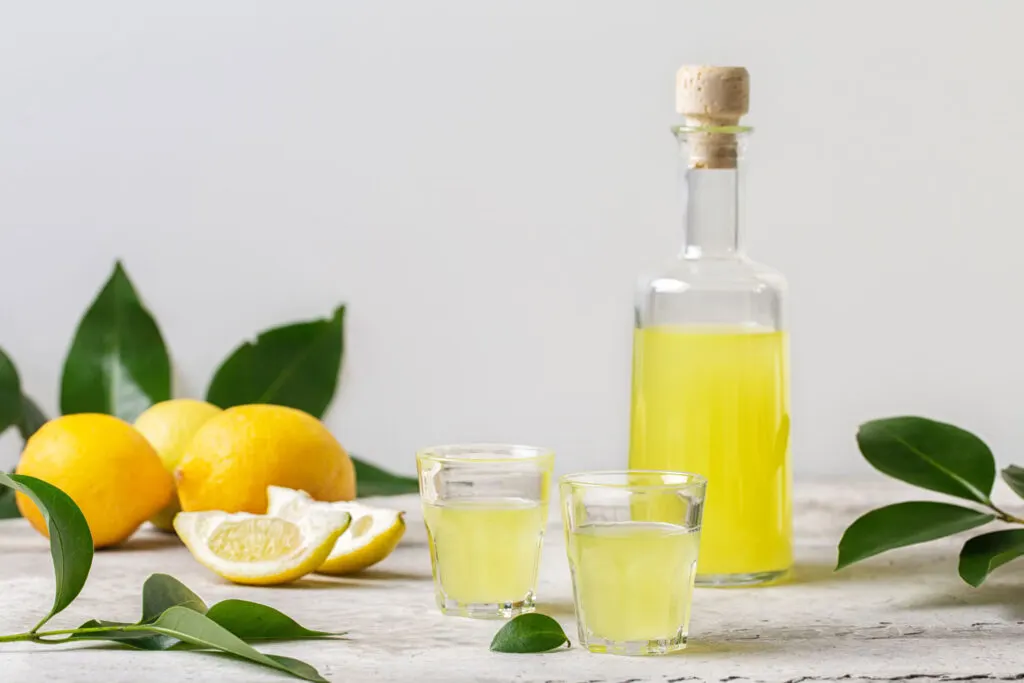 Glasses and bottle of Limoncello