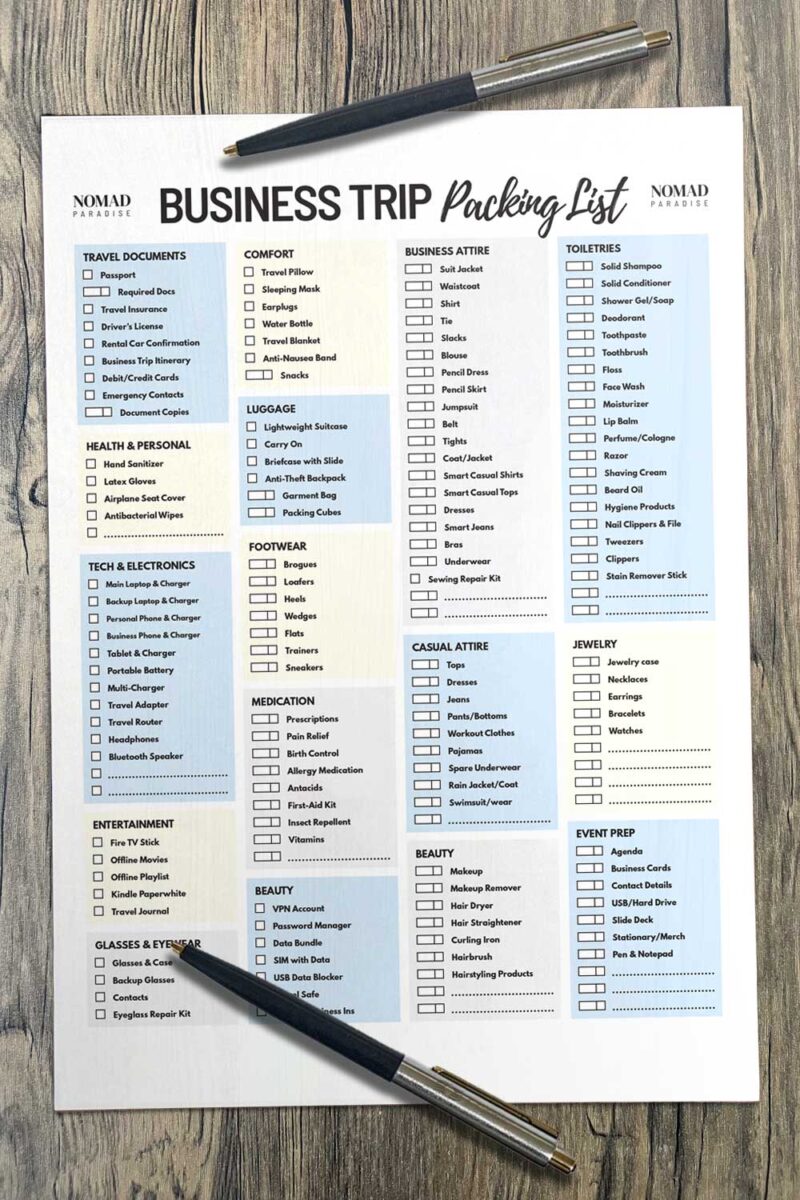 Ultimate Business Trip Packing List 100+ Essentials and Items You