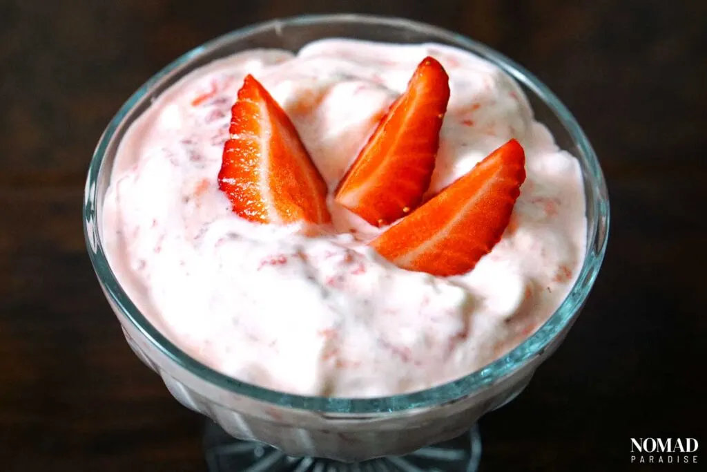 Strawberry fool in a dessert glass