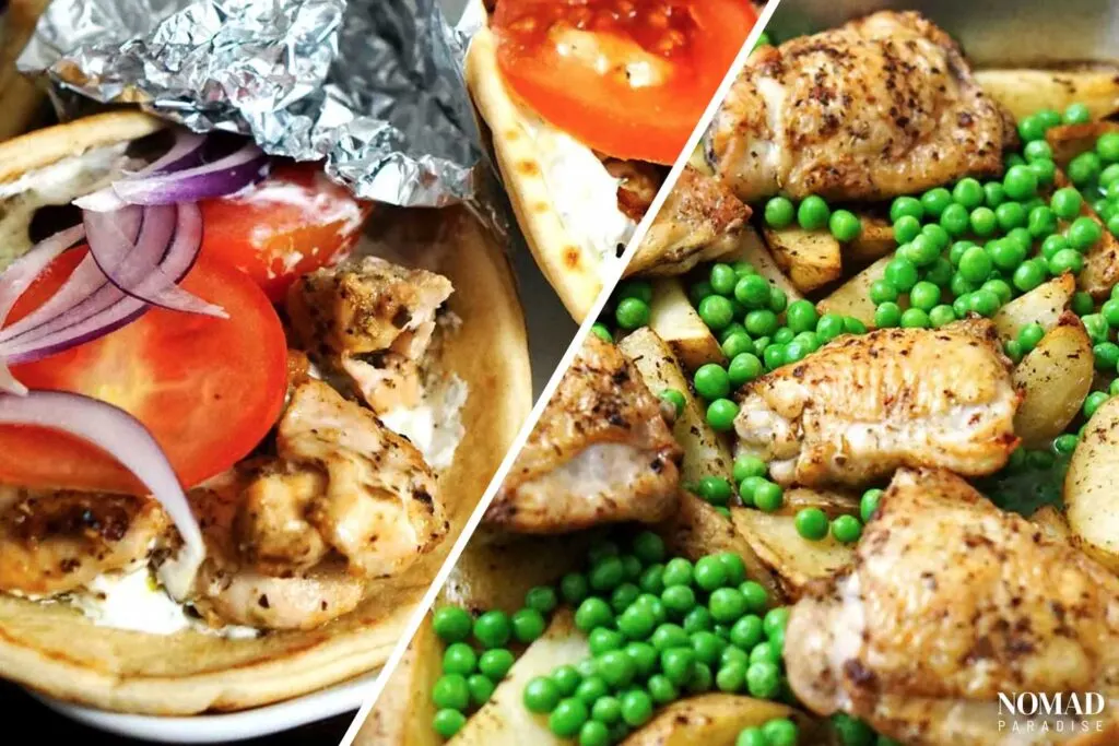 Chicken Recipes featuring chicken souvlaki and chicken vesuvio