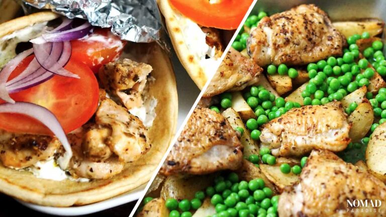 Chicken Recipes (chicken souvlaki and chicken vesuvio featured in the photo)