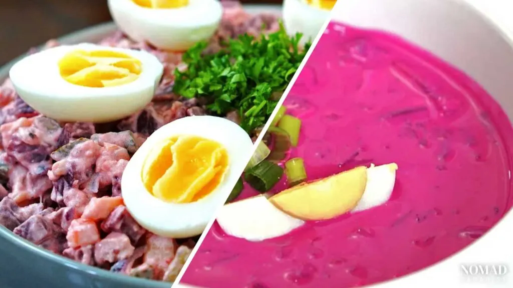 Beet dishes (rosolje and beet soup).