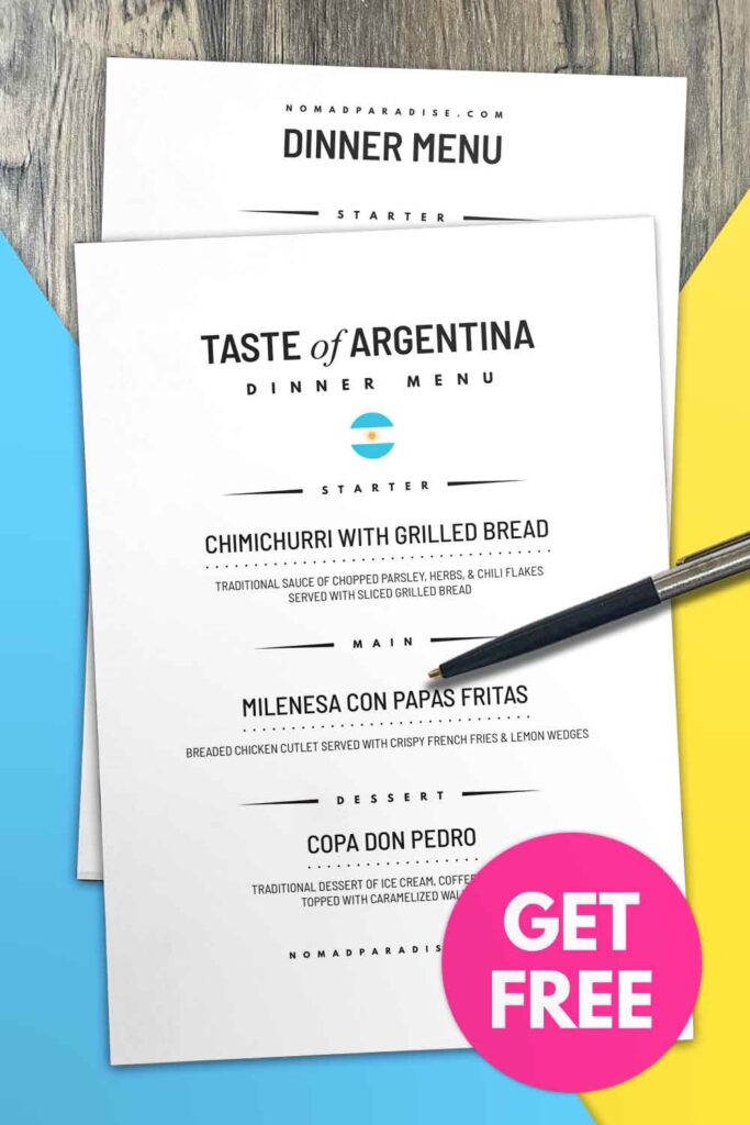 Argentina Dinner Party menu
